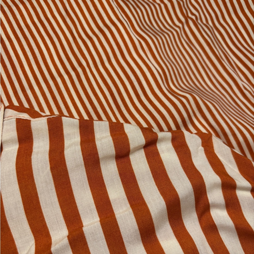 NWT Jane+Delancey Women’s Short-Sleeve Striped Orange & White Button-Down Blouse - Picture 8 of 14